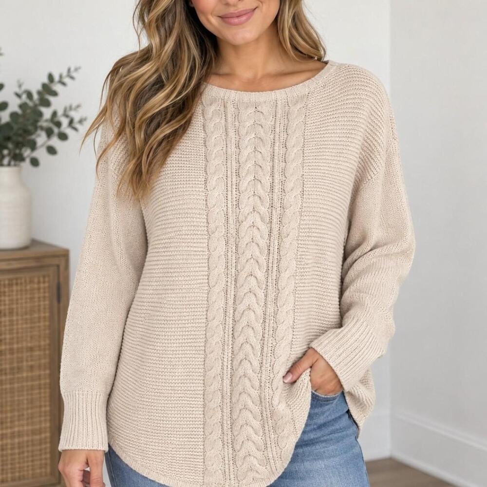 Chaps cream cable knit sweater